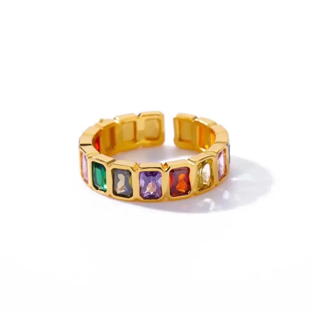 Gold IP Plated Multicolor Statement Ring